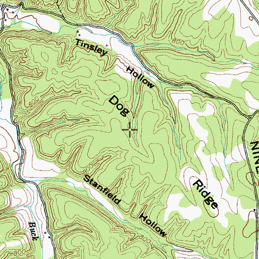 Topographic Map of Dog Ridge, TN