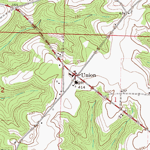 Topographic Map of Union, AL