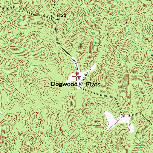 Topographic Map of Dogwood Flats, TN