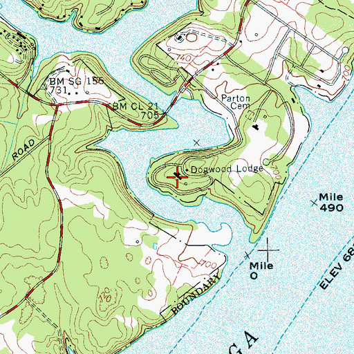 Topographic Map of Dogwood Lodge, TN