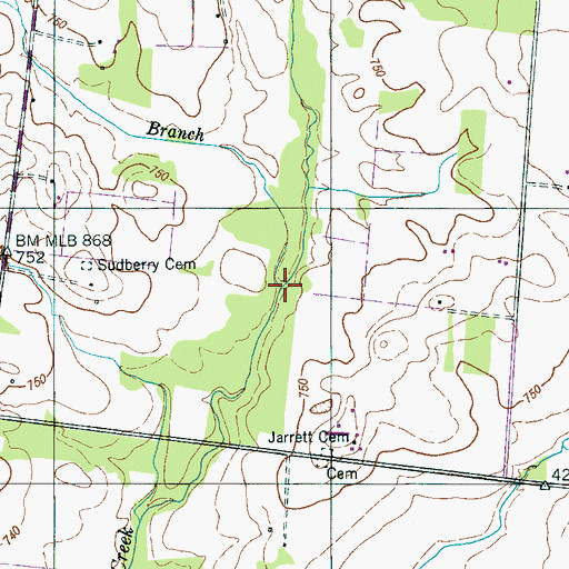 Topographic Map of Dolly Branch, TN