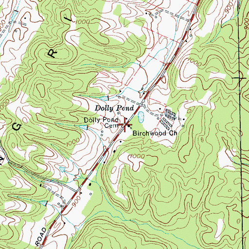 Topographic Map of Dolly Pond Cemetery, TN