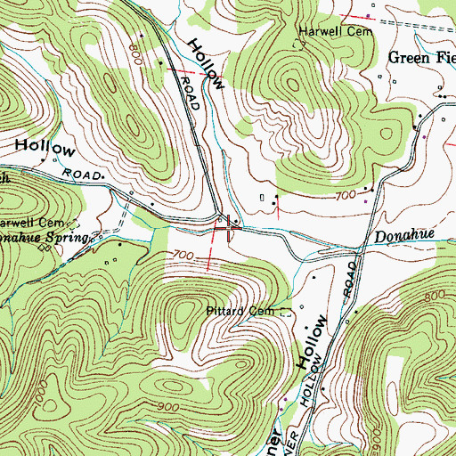 Topographic Map of Donahue Hollow, TN
