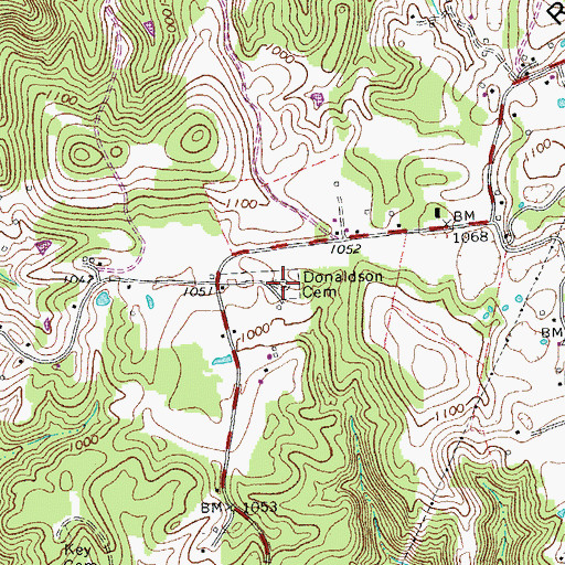 Topographic Map of Donaldson Cemetery, TN