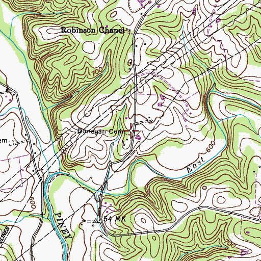 Topographic Map of Donegan Cemetery, TN