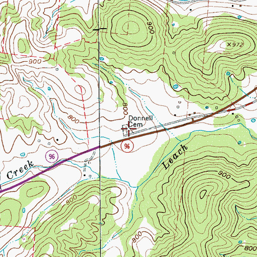 Topographic Map of Donnell Cemetery, TN