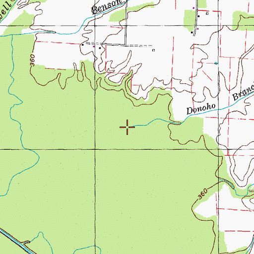 Topographic Map of Donoho Branch, TN