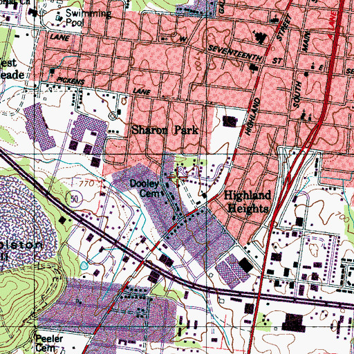 Topographic Map of Dooley Cemetery, TN