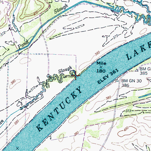 Topographic Map of Doran Slough, TN