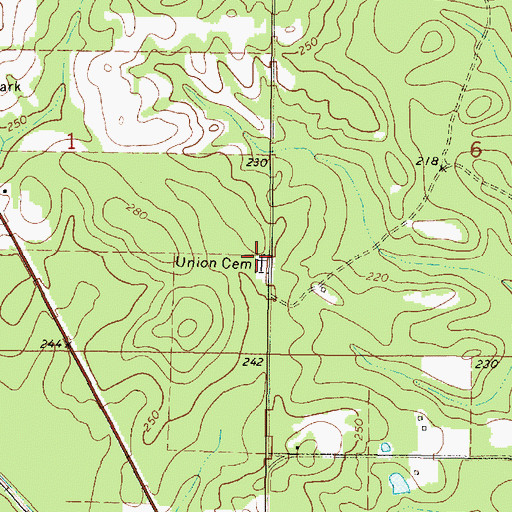 Topographic Map of Union Cemetery, AL