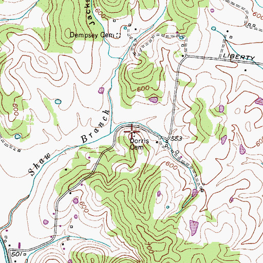 Topographic Map of Dorris Cemetery, TN