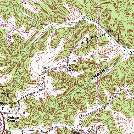Topographic Map of Dorris Cemetery, TN