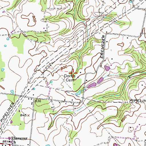 Topographic Map of Dorris Cemetery, TN