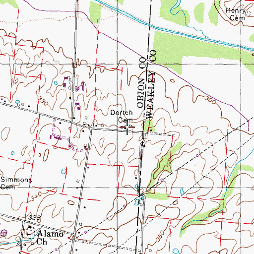 Topographic Map of Dortch Cemetery, TN