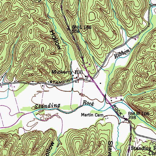 Topographic Map of Dortch Hollow, TN