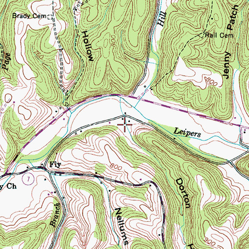 Topographic Map of Dorton Hollow, TN