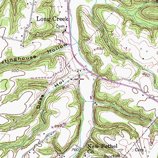 Topographic Map of Doss Hollow, TN