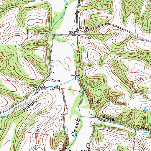 Topographic Map of Doss Hollow, TN
