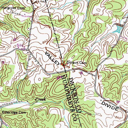 Topographic Map of Dotson Cemetery, TN