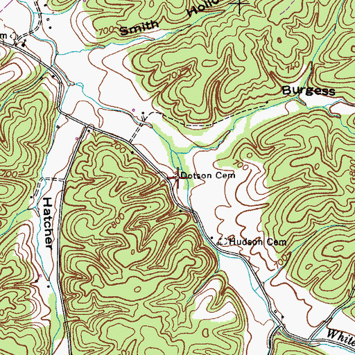 Topographic Map of Dotson Cemetery, TN