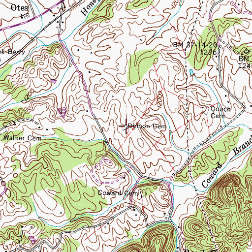 Topographic Map of Dotson Cemetery, TN