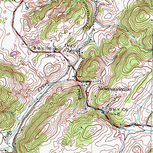 Topographic Map of Doty Creek, TN