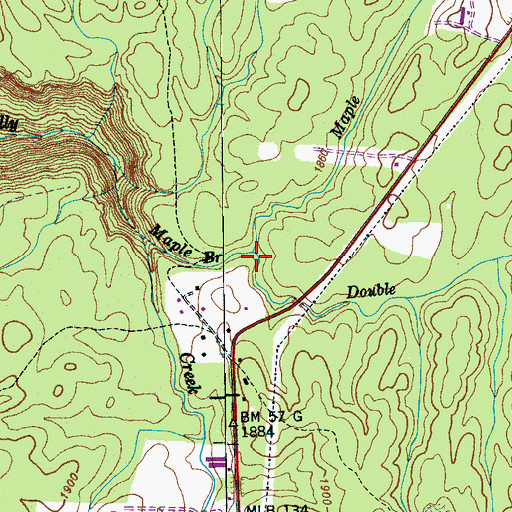 Topographic Map of Double Branch, TN
