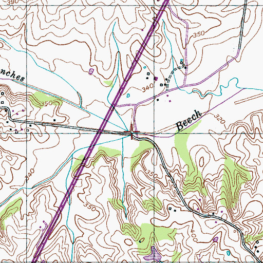Topographic Map of Double Branches, TN