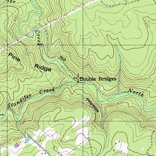 Topographic Map of Double Bridges, TN