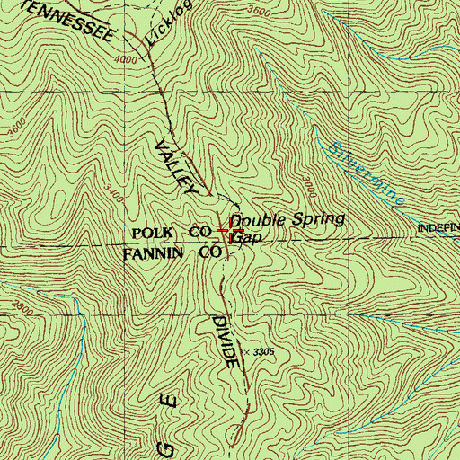 Topographic Map of Double Spring Gap, TN