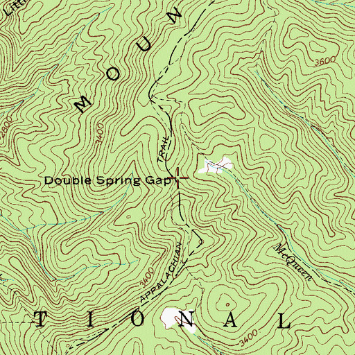 Topographic Map of Double Spring Gap, TN