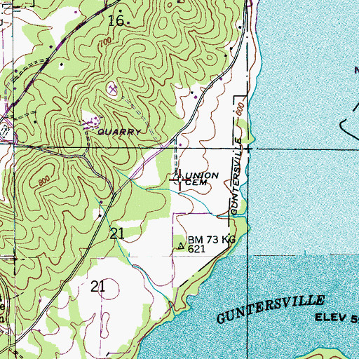 Topographic Map of Union Cemetery, AL