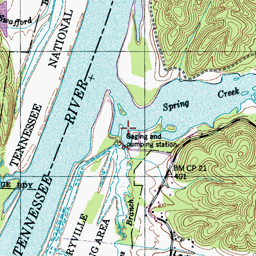 Topographic Map of Double Springs Branch, TN