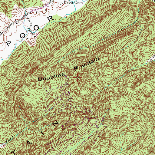 Topographic Map of Doubling Mountain, TN