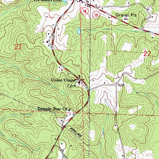 Topographic Map of Union Chapel, AL