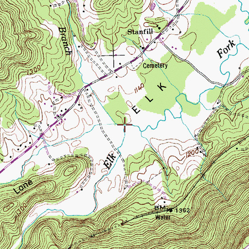 Topographic Map of Douglas Branch, TN