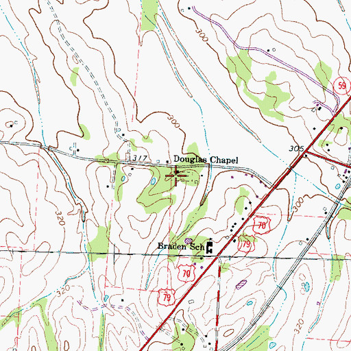 Topographic Map of Douglas Chapel, TN