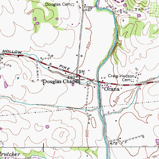 Topographic Map of Douglas Chapel, TN
