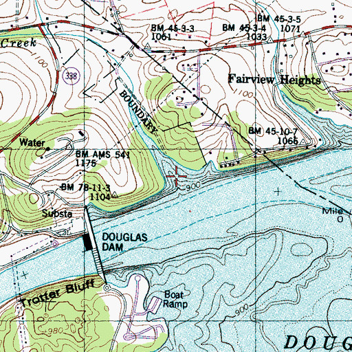 Topographic Map of Douglas Creek, TN