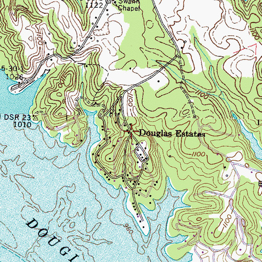 Topographic Map of Douglas Estates, TN