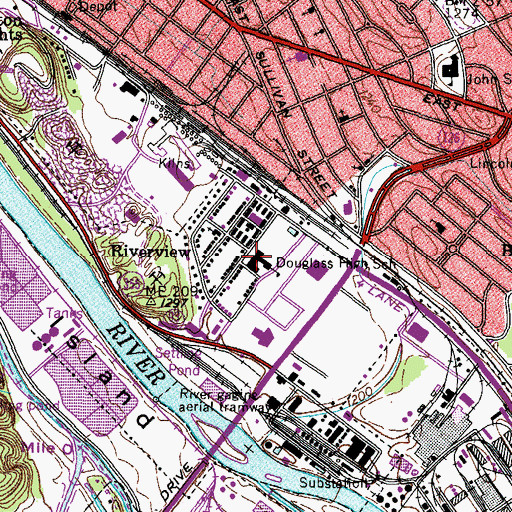 Topographic Map of Douglas High School, TN