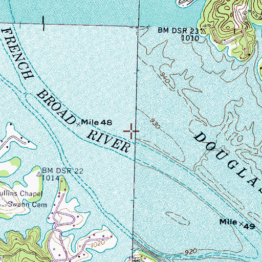 Topographic Map of Douglas Lake, TN