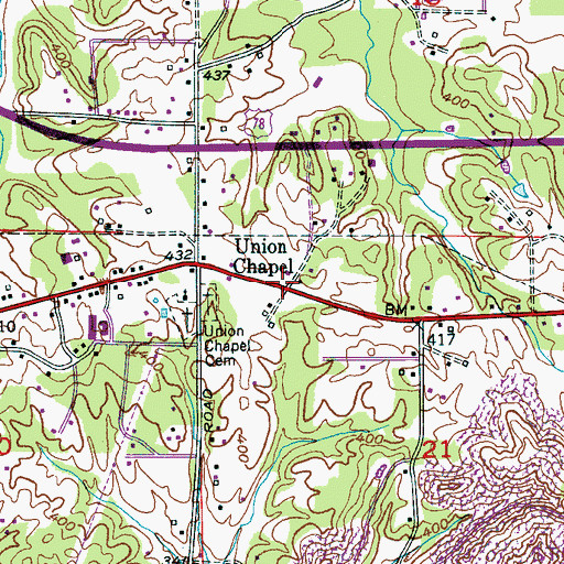 Topographic Map of Union Chapel, AL