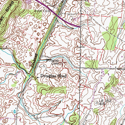Topographic Map of Douglas Shed, TN