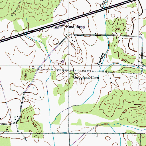 Topographic Map of Douglass Cemetery, TN