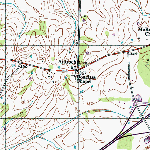 Topographic Map of Douglass Chapel, TN