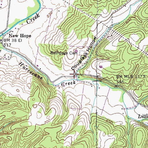 Topographic Map of Douglass Hollow, TN