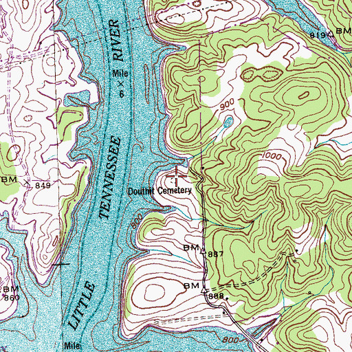 Topographic Map of Douthit Cemetery, TN