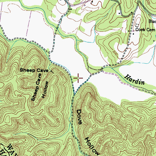 Topographic Map of Dove Hollow, TN