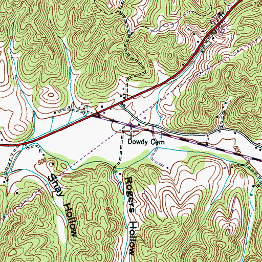 Topographic Map of Dowdy Cemetery, TN